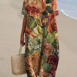 V-Neck Printed Maxi Dress for Women – Full Sleeve Elegant Dress for Any Occasion 9