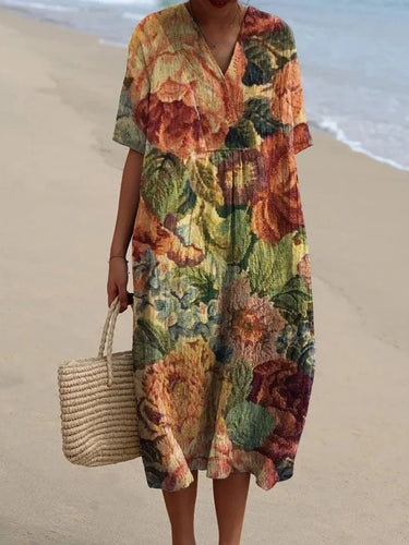 V-Neck Printed Maxi Dress for Women – Full Sleeve Elegant Dress for Any Occasion 9