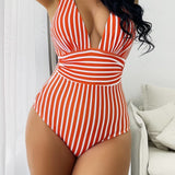 V-Neck Retro Striped Swimsuit for Stylish Summer Fun 4