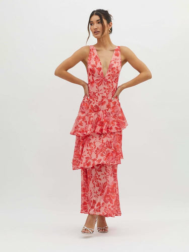 Veda - Strappy Back Ruffle Midi Dress 2