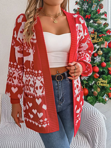 VigoCasey 2025 Autumn Print Christmas Sweater Cardigan Winter Women Casual Cardigan Lady Loose Long Sleeve Knitted Coat Outwears 7