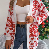 VigoCasey 2025 Autumn Print Christmas Sweater Cardigan Winter Women Casual Cardigan Lady Loose Long Sleeve Knitted Coat Outwears 8