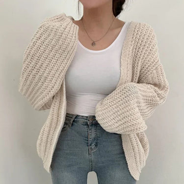 Vintage Harajuku Lantern Sleeve Women Cardigan Sweater Casual Korean Fall Streetwear Tops Coat Chic Lazy Wind Y2k Sweater 4