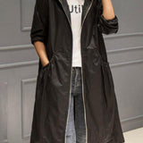Waterproof Long Hooded Trench Coat for Autumn and Winter 3