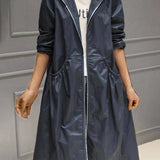 Waterproof Long Hooded Trench Coat for Autumn and Winter 4
