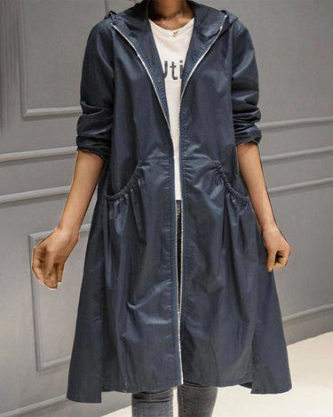 Waterproof Long Hooded Trench Coat for Autumn and Winter 4