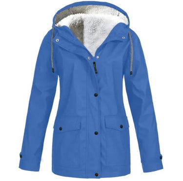 Waterproof Windproof Fleece-Lined Outdoor Jacket With Hood 1