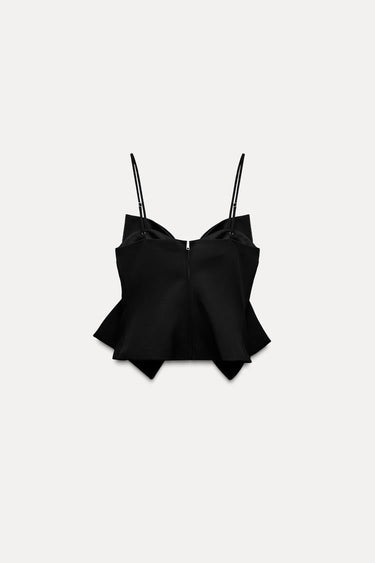 White Women's Crop Top with Oversized Bow Detail – Lightweight Sparkled Cropped T-Shirt 7