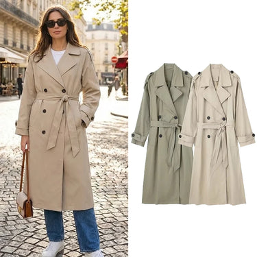 Willshela Black Trench Coat Women – Chic Double Breasted Design for Stylish Layering 0