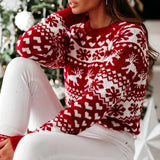 Winter 2025 Women's Christmas Sweater Soft Cute Xmas Look Knitwear Long Sleeve O Neck Jumpers Top Streetwear Y2K Style Pullovers 7