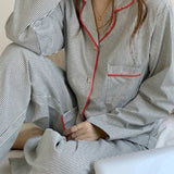 Women's 2-Piece Pyjama Set with Striped Button-Up Shirt and Trousers 4
