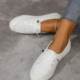 Women's Casual Round Toe Flat Shoes with Lace-Up Design 0