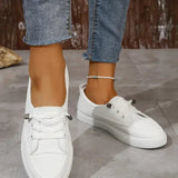 Women's Casual Round Toe Flat Shoes with Lace-Up Design 1