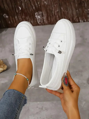 Women's Casual Round Toe Flat Shoes with Lace-Up Design 3