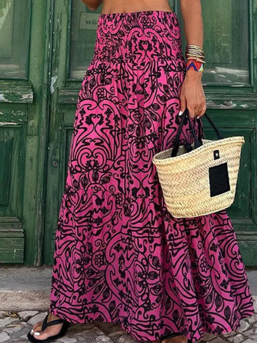 Women's Floral Print Boho Maxi Skirt 0