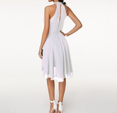 Women’s Halter Midi Dress – Flared Skirt with Ruffle Detailing 2