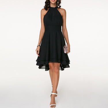 Women’s Halter Midi Dress – Flared Skirt with Ruffle Detailing 3