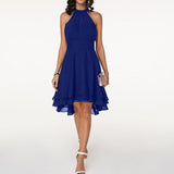 Women’s Halter Midi Dress – Flared Skirt with Ruffle Detailing 4