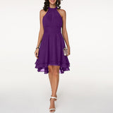 Women’s Halter Midi Dress – Flared Skirt with Ruffle Detailing 6