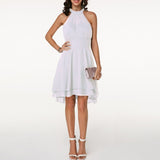 Women’s Halter Midi Dress – Flared Skirt with Ruffle Detailing 7