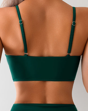 Women's High-Waist Two-Piece Bikini Set with Metal Accent Details 3
