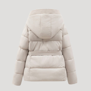 Women’s Hooded Puffer Jacket – Belted Winter Coat 1