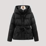 Women’s Hooded Puffer Jacket – Belted Winter Coat 5