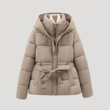 Women’s Hooded Puffer Jacket – Belted Winter Coat 6