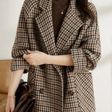 Women’s Long Checkered Blazer – Classic Autumn Winter Style 0