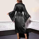 Women's Long Lace Kimono Dressing Gown with Belted Waist and Wide Sleeves 5