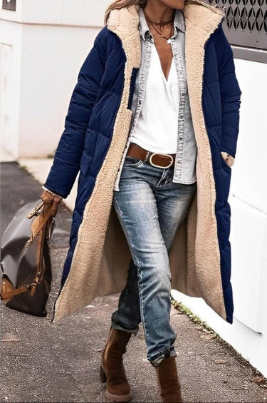 Women's Long Reversible Winter Coat With Hood And Teddy Lining 2