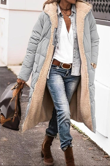 Women's Long Reversible Winter Coat With Hood And Teddy Lining 3