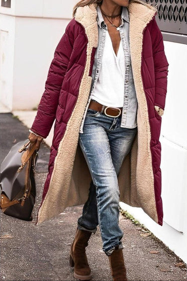 Women's Long Reversible Winter Coat With Hood And Teddy Lining 5