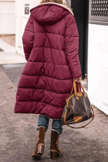 Women's Long Reversible Winter Coat With Hood And Teddy Lining 8