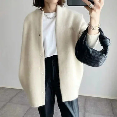 Women's Loose Fit Knitted Jacket in Soft Wool – Comfortable Autumn Outerwear, Available in 7 Colors 7