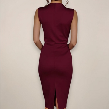 Women’s Sleeveless Sheath Midi Dress – V-Neck Wrap Style for Work and Events 1
