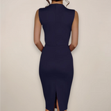 Women’s Sleeveless Sheath Midi Dress – V-Neck Wrap Style for Work and Events 4