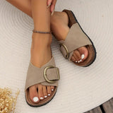 Women's Slip-On Cork Sandals with Adjustable Buckle Strap – Open Toe Design for Summer Comfort 0