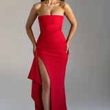 Women's Strapless Dress with Thigh-High Slit 6