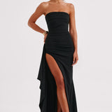 Women's Strapless Dress with Thigh-High Slit 9