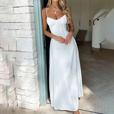 Women's Summer Maxi Dress with Sleeveless and Ruched Bodice 0