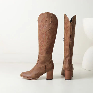 Women's Western Cowboy Boots with Comfortable Design and Stitch Detail for Everyday Wear 0