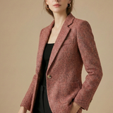 Women’s Wool Blazer Jacket with Notch Lapel Single Button Closure and Front Pockets 4