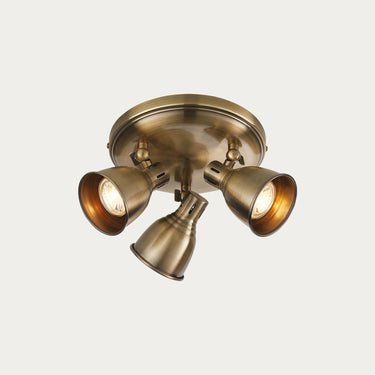 Antique Brass Round Spotlight With Three Adjustable Lights - Image 1