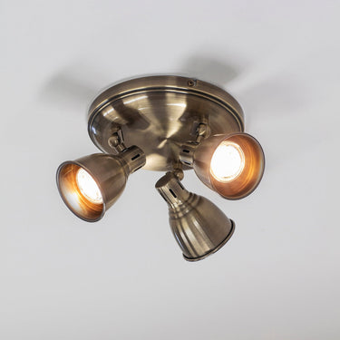 Antique Brass Round Spotlight With Three Adjustable Lights - Image 3