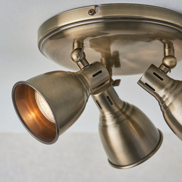 Antique Brass Round Spotlight With Three Adjustable Lights - Image 4
