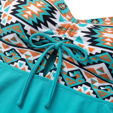 Beach Style Flattering Swim Dress Halter-Neck - detail