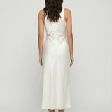 Bias Cut Cowl Neck Satin Midi Dress