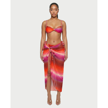 Bikini And Sarong Set Adjustable Swimwear Ombre Tie-Side - Image 1