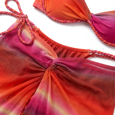 Bikini And Sarong Set Adjustable Swimwear Ombre Tie-Side - detail